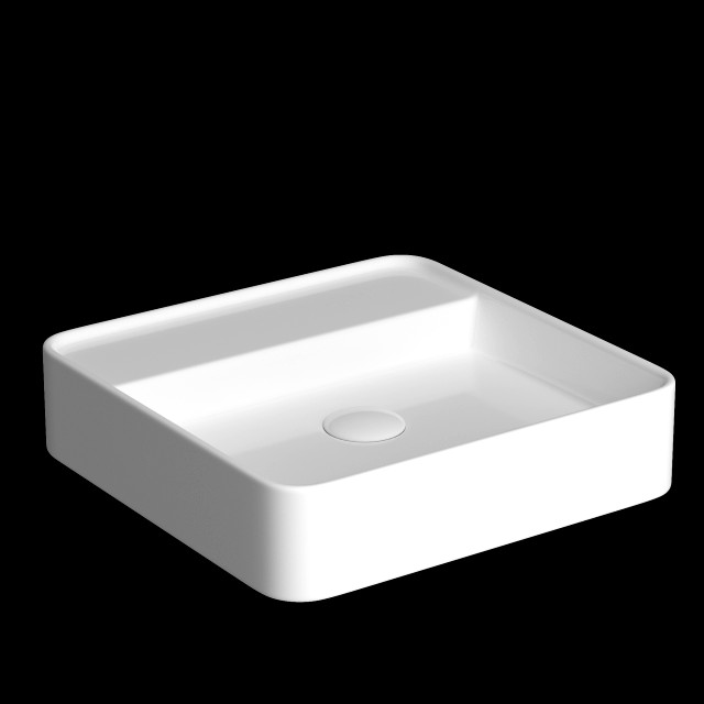 wall hung square shape wash basin modeled in 3ds max