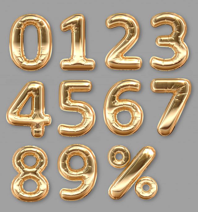 balloons numbers golden