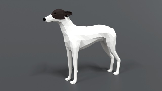 low poly cartoon greyhound dog