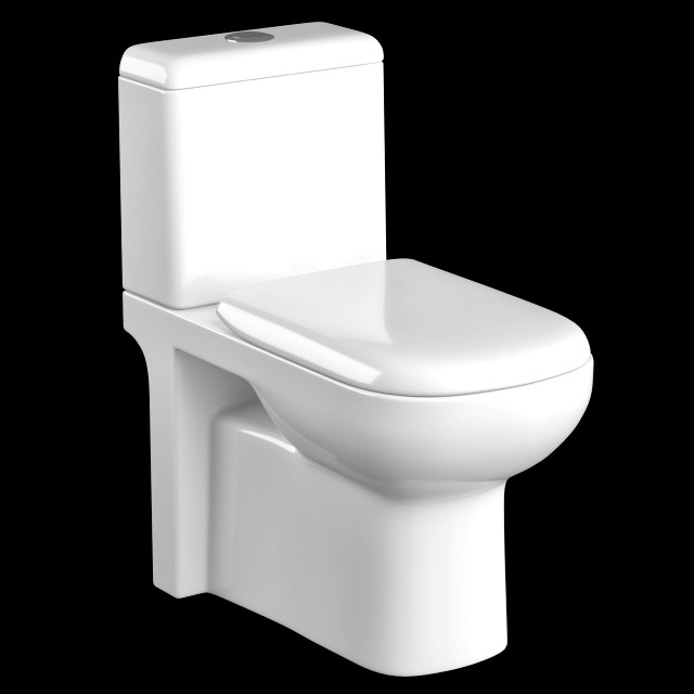 two piece rounded rectangle shape ewc toilet modeled in 3ds max
