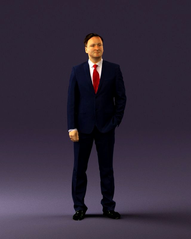man in dark blue suit red tie 0548