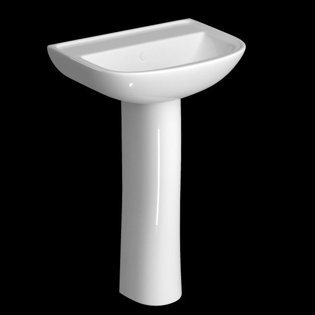 pedestal half round wash basin modeled in 3ds max