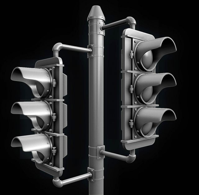 3d traffic signal lights - high poly