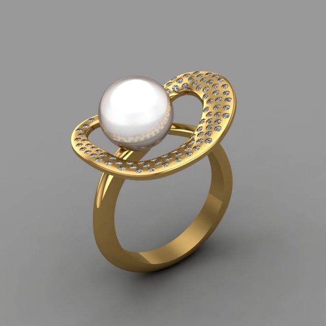 ring with a pearl of the original space design