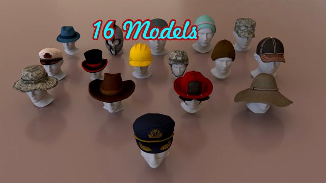 helmets hats pack lowpoly