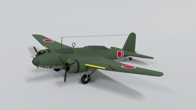 low poly cartoon mitsubishi ki-21 sally wwii