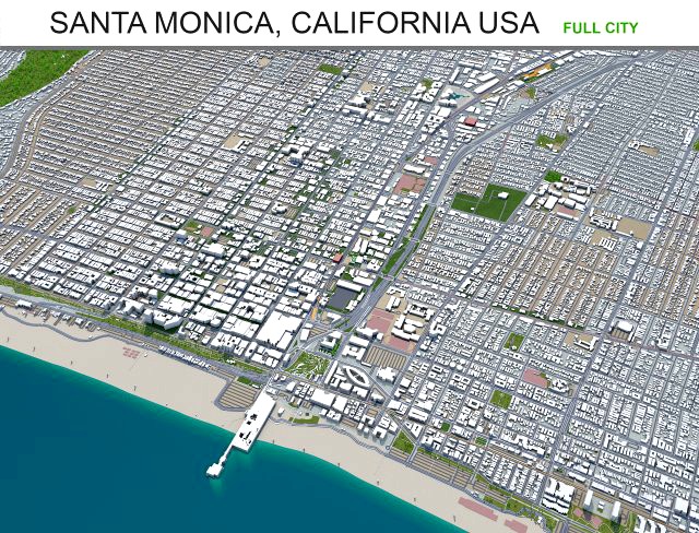 santa monica city california usa 20km