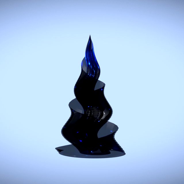 spiral pyramid black glass