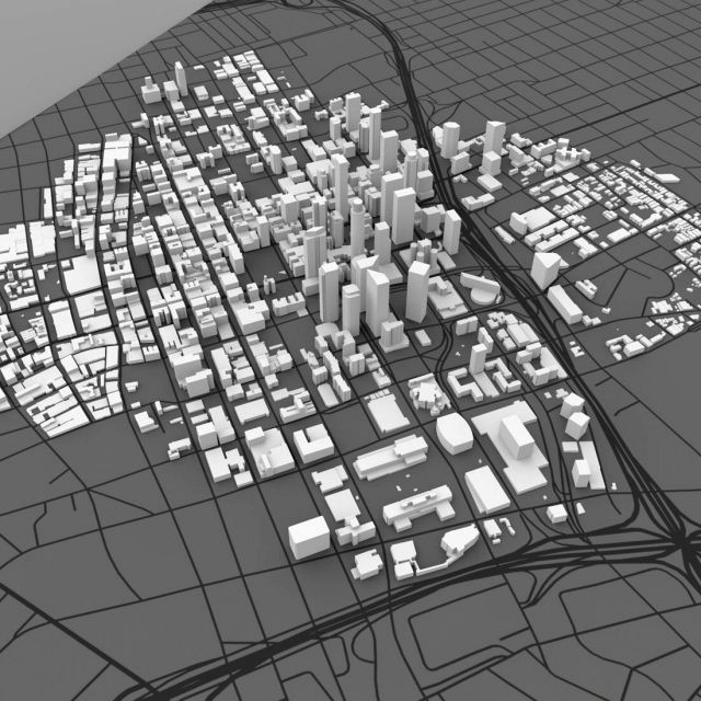 los angeles cityscape in 3ds and obj formats