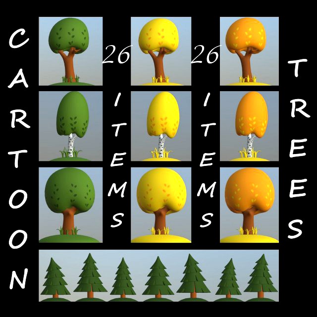 cartoon trees pack low-poly
