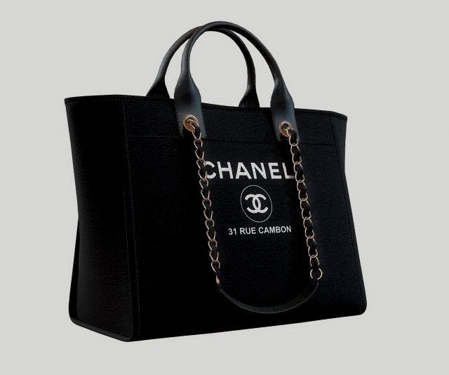 chanel canvas deauville tote shoper bag black