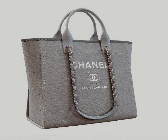 chanel canvas deauville tote shoper bag gray