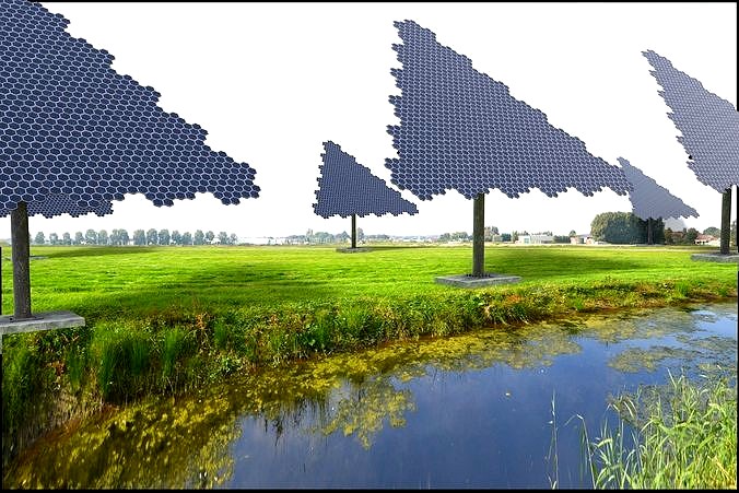 Hexagonal sun following pv solar panel array