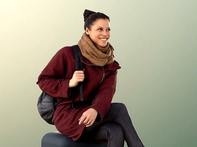 Diana 10884 - Sitting Woman With Bag Smiling