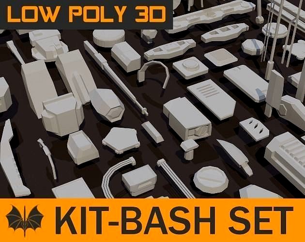 130 Meshes Low Poly Kit-Bash Set