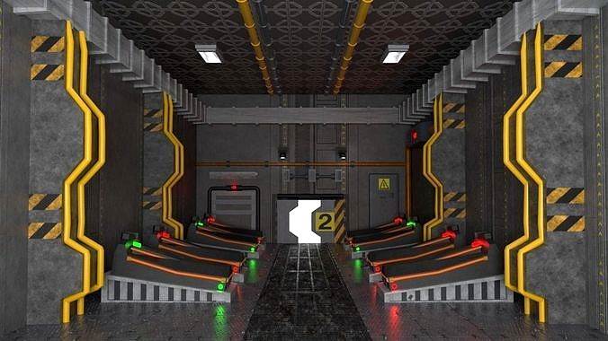 Sci-Fi Corridor Interior Cryochamber Base Scene