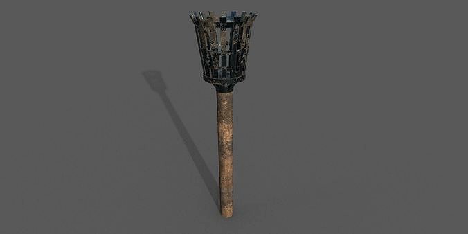Medieval Standing Torch Low-poly 3D model