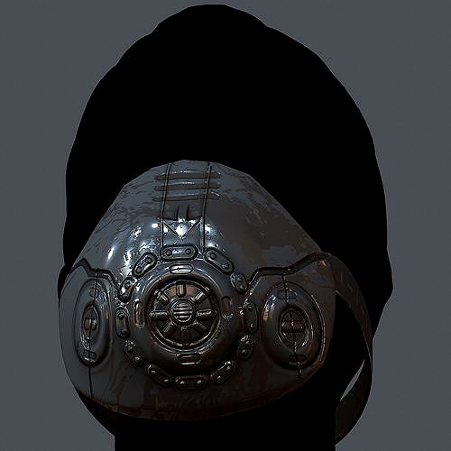 Gas mask helmet 3d model scifi Low-poly