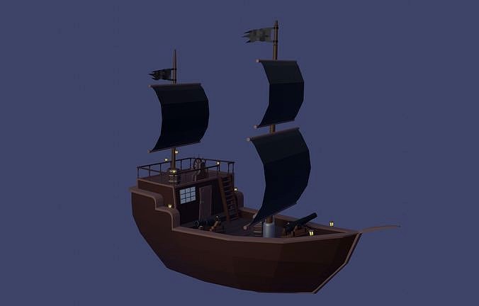 Pirate ship Low Poly 3D model