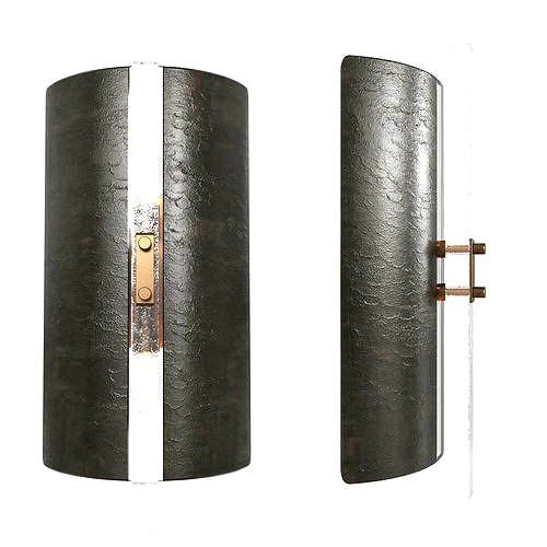 Scudo Sconce Champagne  Textured Murano Glass  White Gold