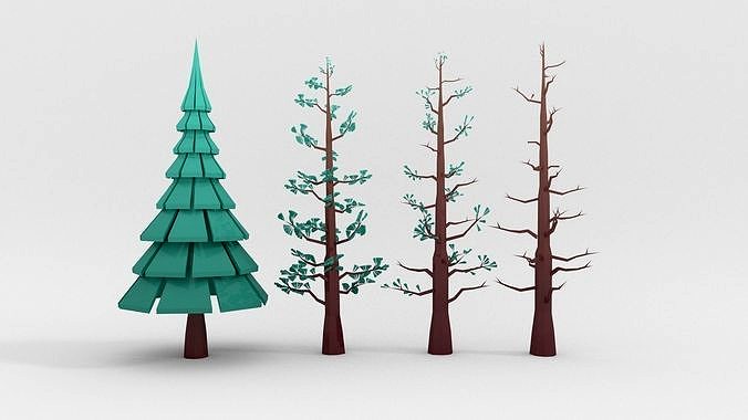 Low-poly Pine tree collection