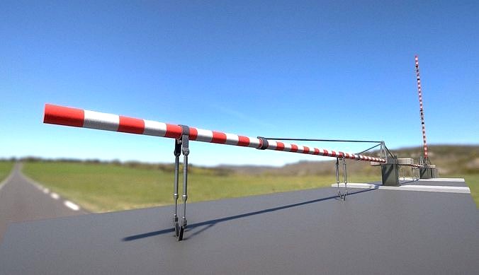 Low-Poly Railroad Barrier 9m