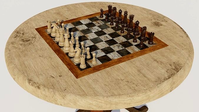 Chess set and table 3D models