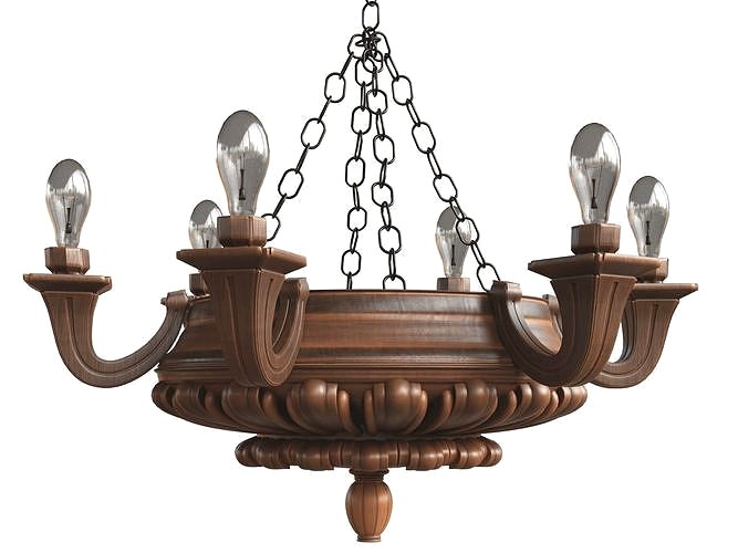 Royal Antique Wooden Chandelier with LODs