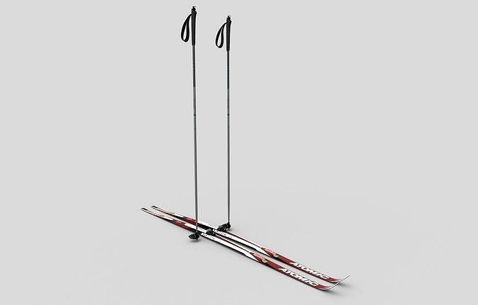Crosscountry skis wih poles