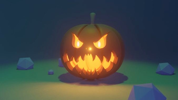 Halloween Jack-O-Lantern pumpkin Low-poly 3D model