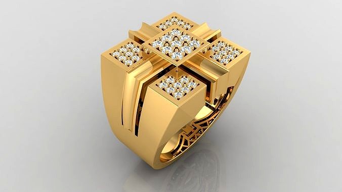 Ring M35 Mens luxury ring with gem | 3D