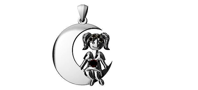 Moon Girl Pendant | 3D
