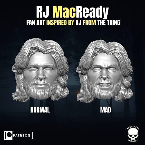 Rj Macready fan art head inspired by The Thing  | 3D