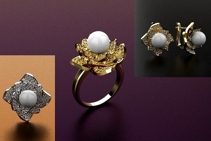 Set Pearl Flowers - Jewelry 3D - 3 Models | 3D