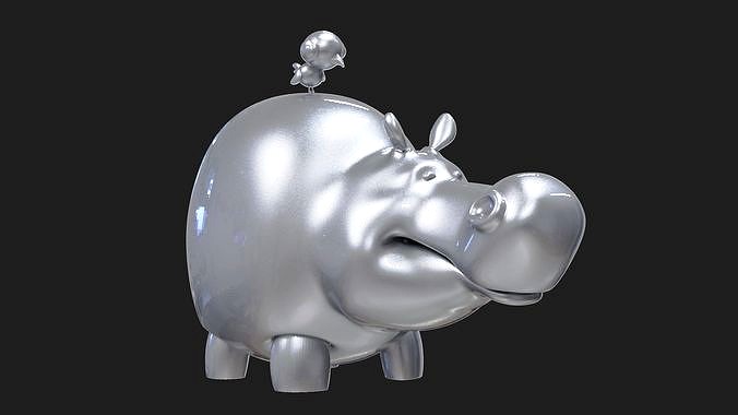 hippopotamus table top 3d model  | 3D