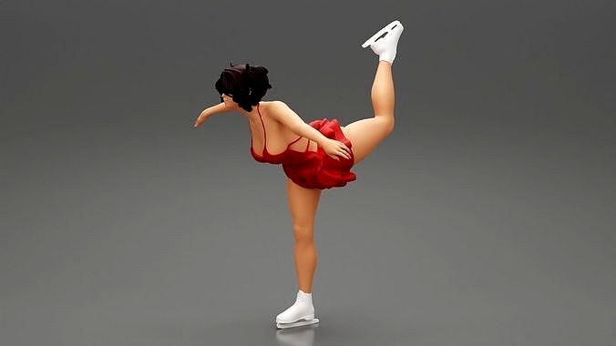 Ice Skating Girl Spiral Pose | 3D