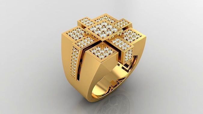 Ring M34 Mens luxury ring with gem | 3D