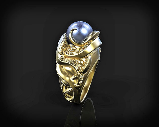 octopus ring with pearls | 3D