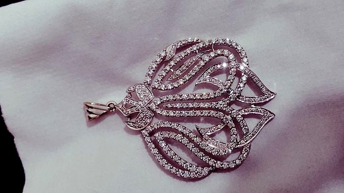 Beautifull ALLAH Name Pendant with Diamonds Jewellery For Women | 3D