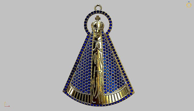 Our Lady of Aparecida Engraved Pendant - Nossa Senhora - 50mm | 3D