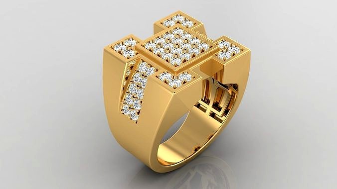 Ring M32 Mens luxury ring with gem | 3D