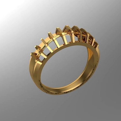 Diamond channel setting Engagement Ring for Women  | 3D