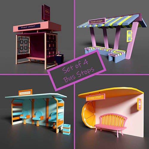 Set of 4 Bus Stops