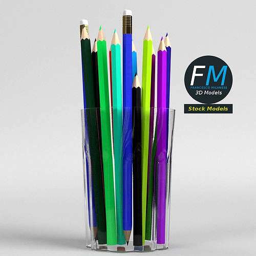 Coloured pencils in a glass