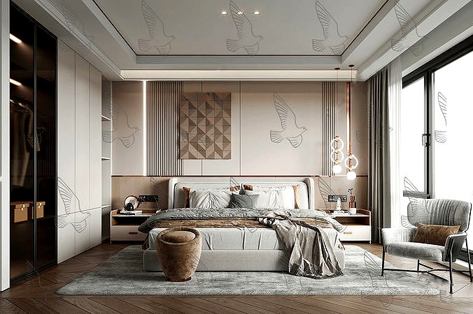 MAX-I-22-06-0016 Light Luxury Contemporary Bedroom