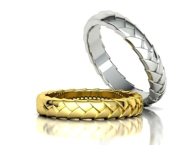 Wedding Ring Basket Weave Band Ring 4mm WIDE | 3D