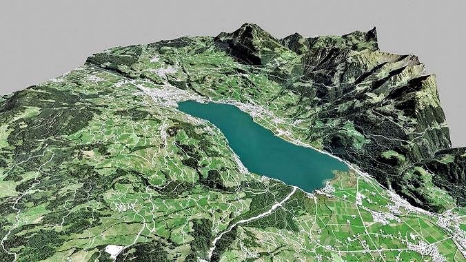 Mountain landscape and city Sarnen Switzerland