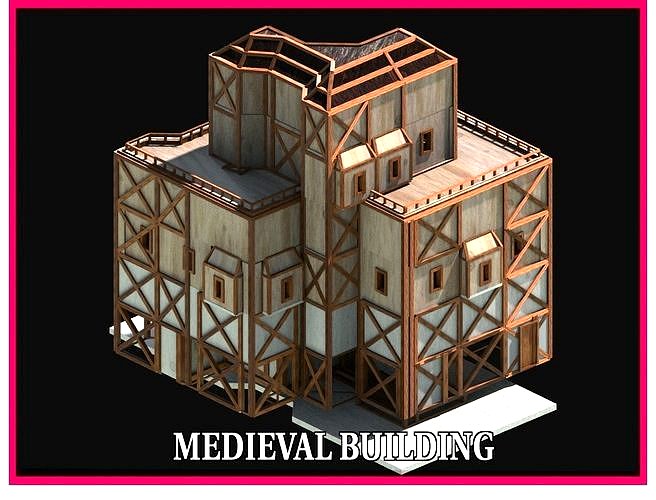Medieval Low Poly Building  Castle Wooden Village Stone House 22