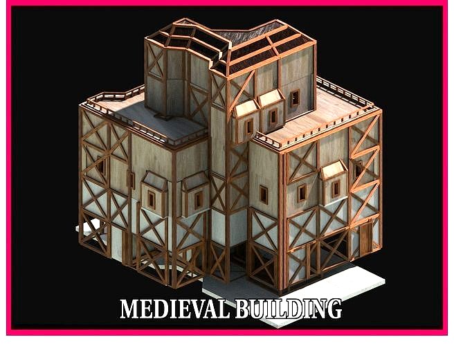 Medieval Low Poly Building  Castle Wooden Village Stone House 23
