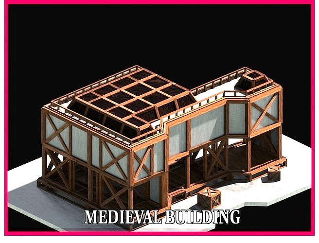 Medieval Low Poly Building  Castle Wooden Village Stone House 37